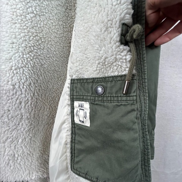 Abercrombie & Fitch Womens Hooded Utility Coat Size M Sherpa Lined Y2K Jacket - Picture 8 of 12